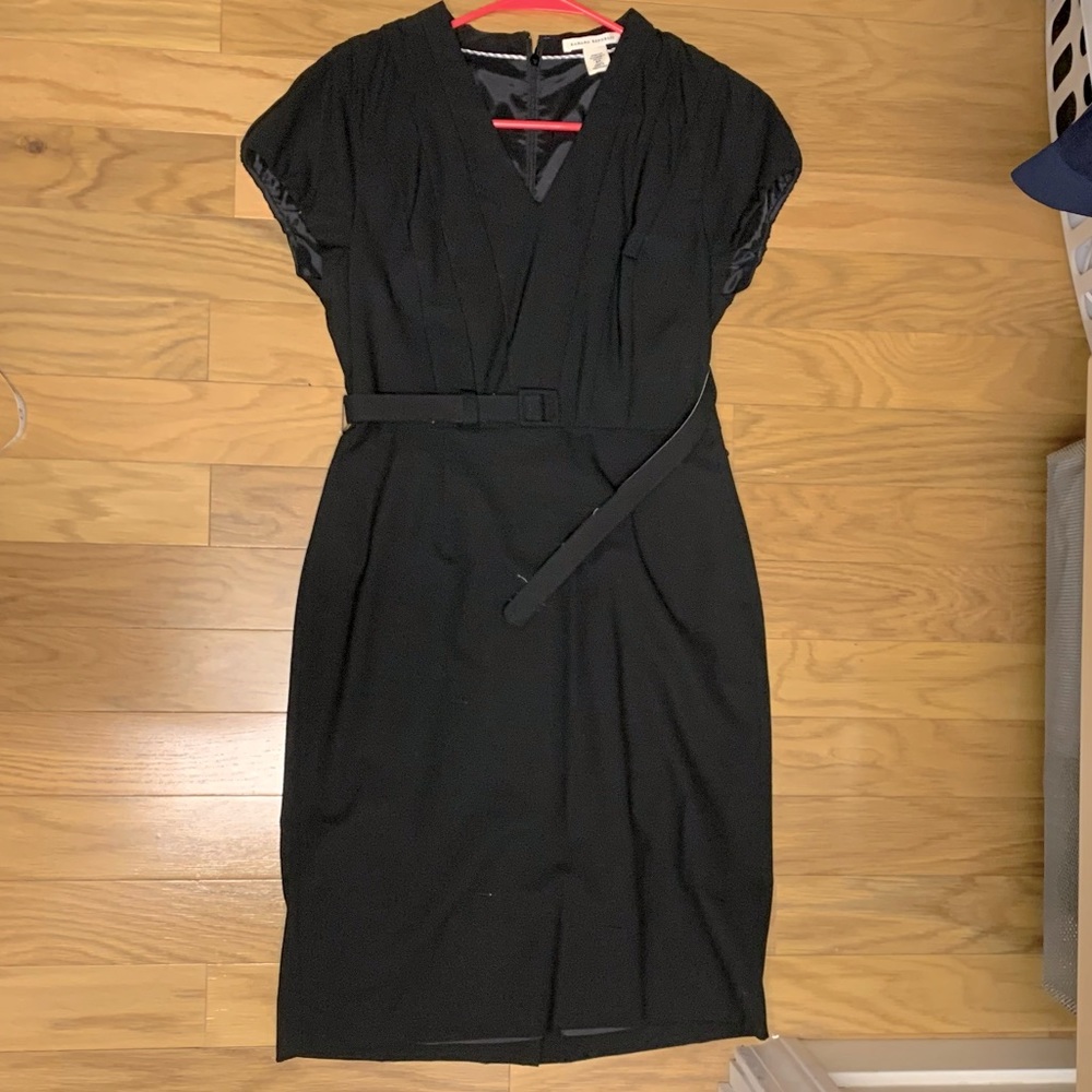 Banana Republic Black Wool short sleeved lined dress size 8P